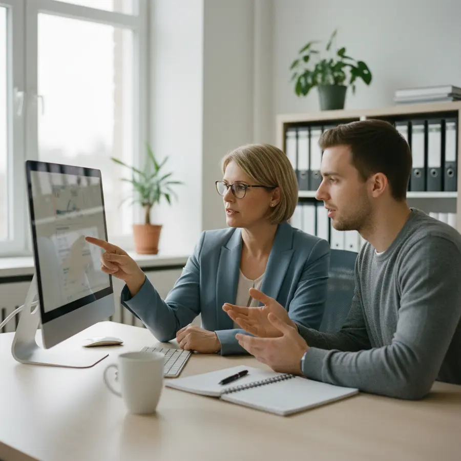 Agefiph Mon Compte : Guide complet, aide et gestion de vos aides - Photo Agefiph Mon Compte : professionnel aidant une personne dans un bureau lumineux