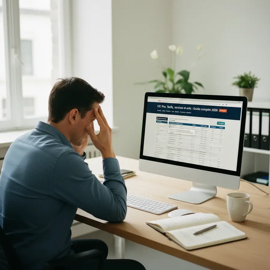 CIC Pro : Tarifs, services et avis, personne frustrée sur un site bancaire