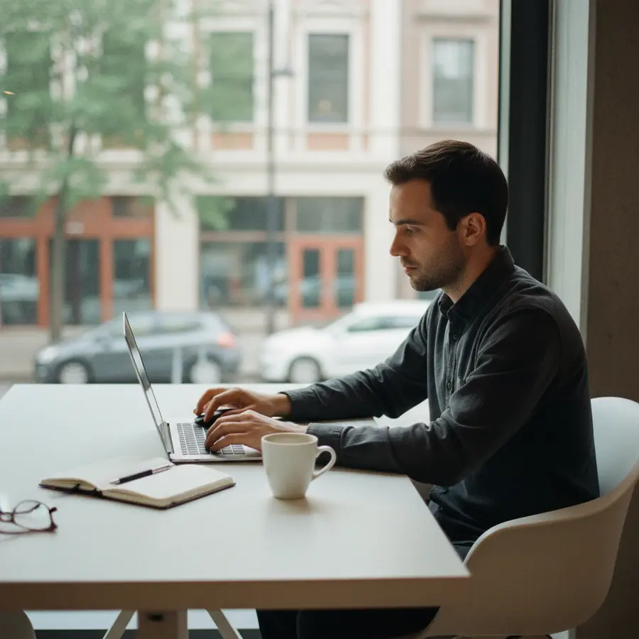 Espace de coworking à proximité : freelance travaillant dans un bureau lumineux
