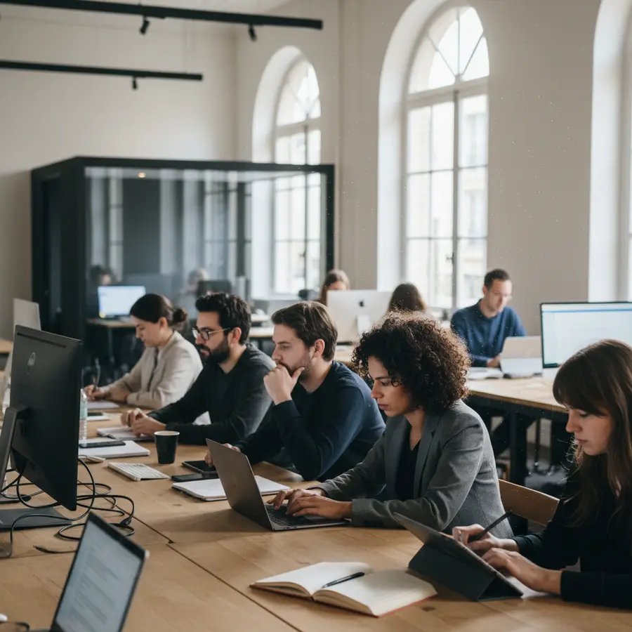 Espace de coworking Paris animé avec des personnes travaillant intensément