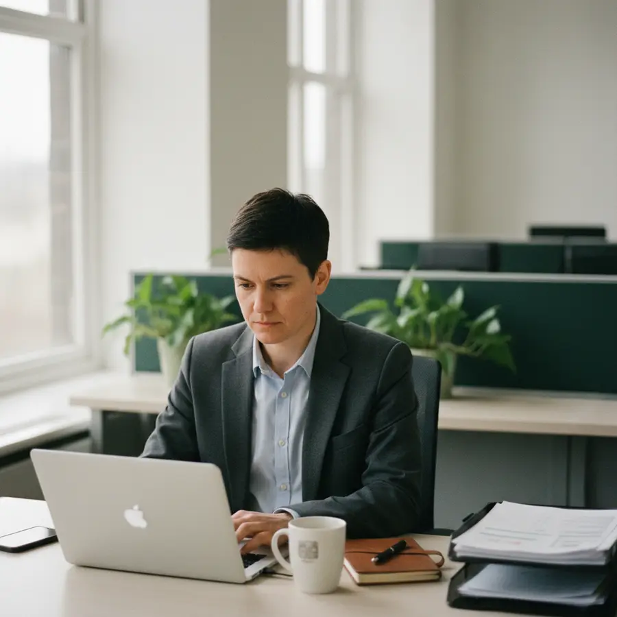 Personne physique et morale au travail tard dans un bureau.