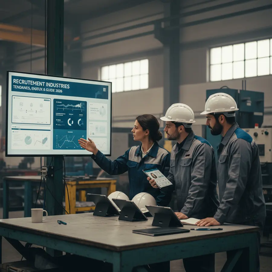 Recrutement Industries : travailleurs industriels utilisant plateformes numériques de recrutement
