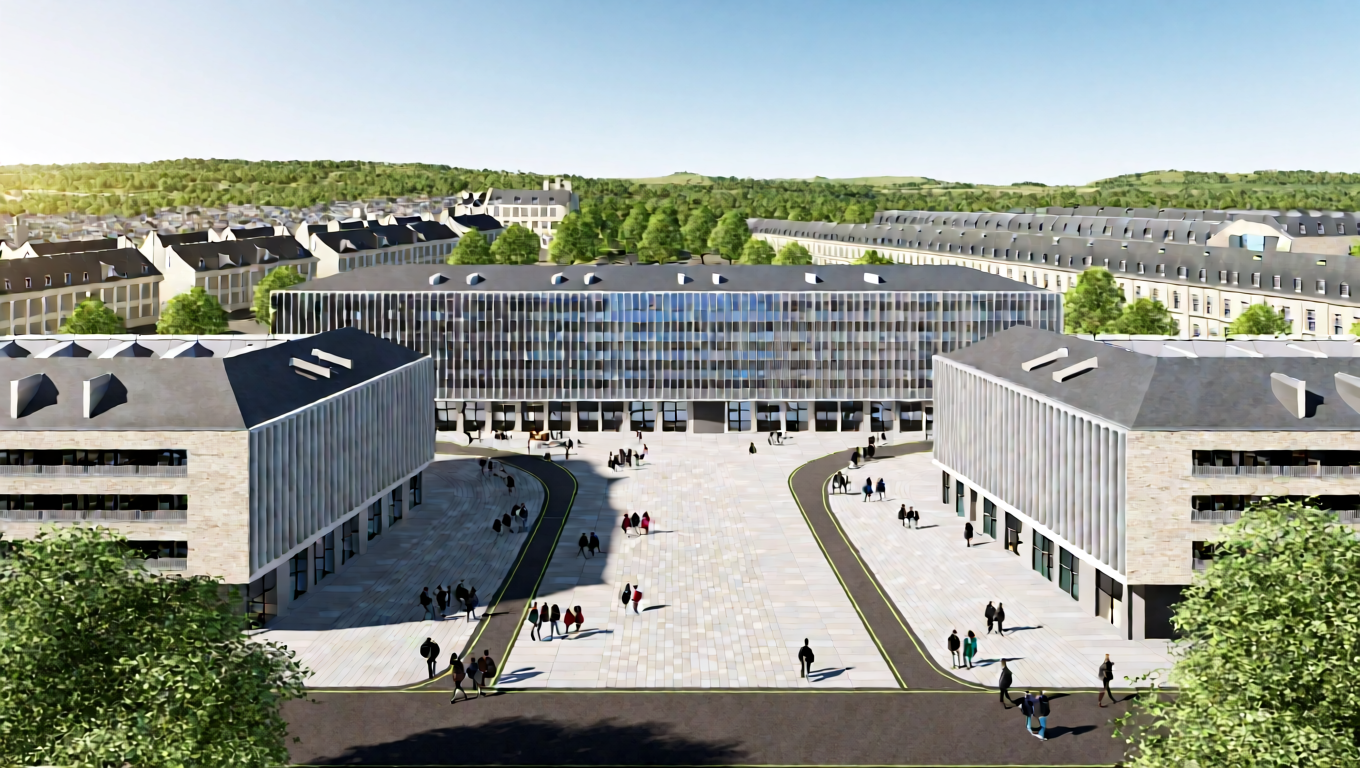 Vue aérienne du campus de Rennes avec écoles de design