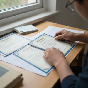 Personnes et documents, lumière naturelle