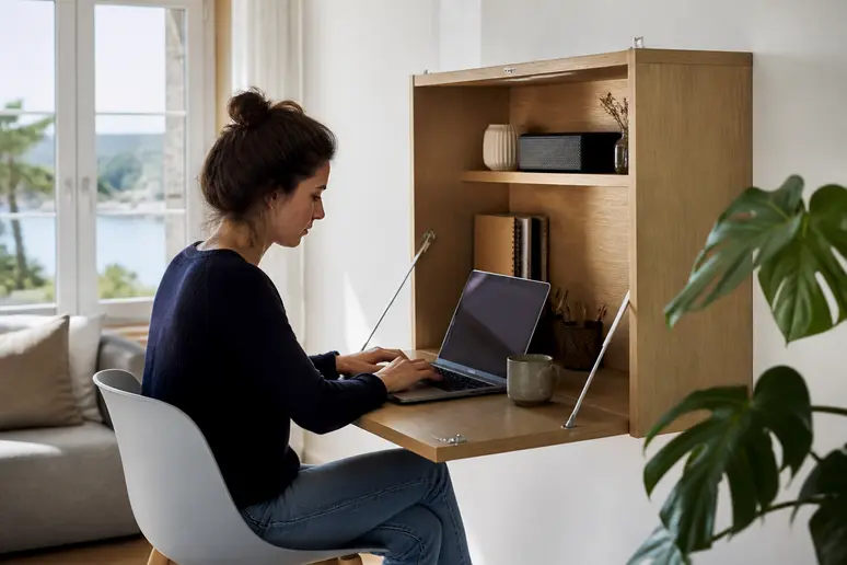 bureau escamotable mural design