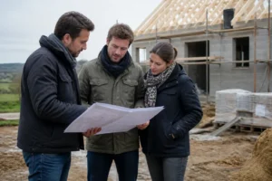 Propriétaires préoccupés devant un chantier inachevé suite à la liquidation de blm entreprise ille et vilaine.