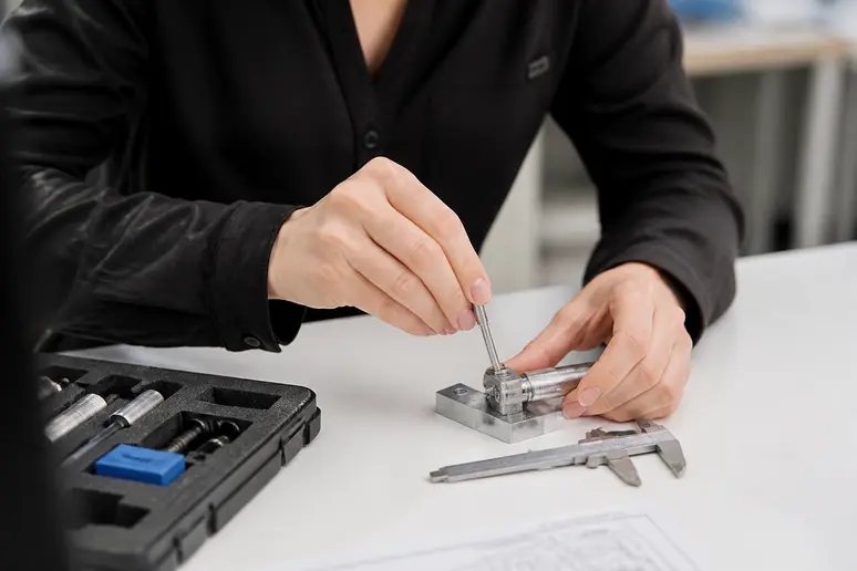 Mains effectuant un test pratique pendant un entretien pour évaluer des compétences.