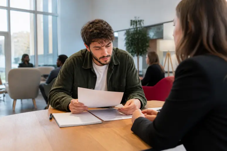 Candidat en entretien de préparation pour trouver une alternance à Fougères