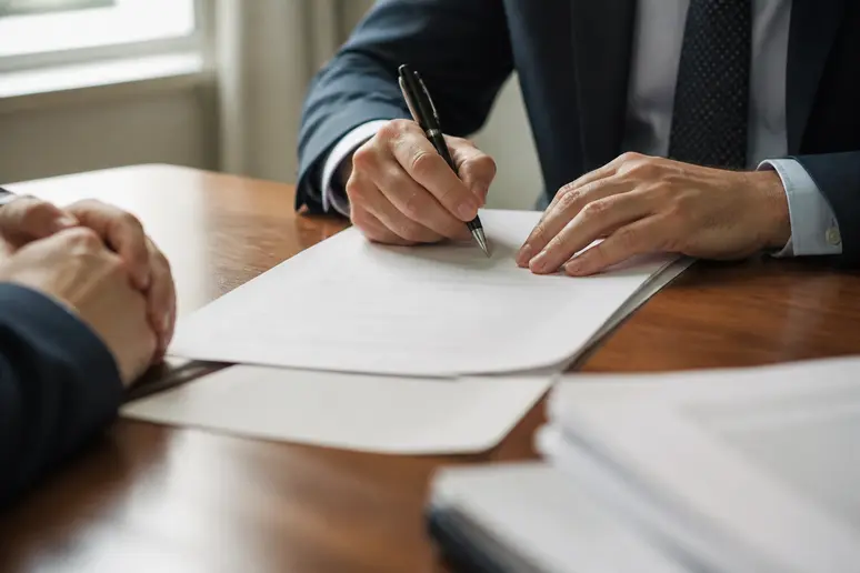 Signature des documents de fin de contrat incluant le versement de l'indemnité compensatrice de préavis.