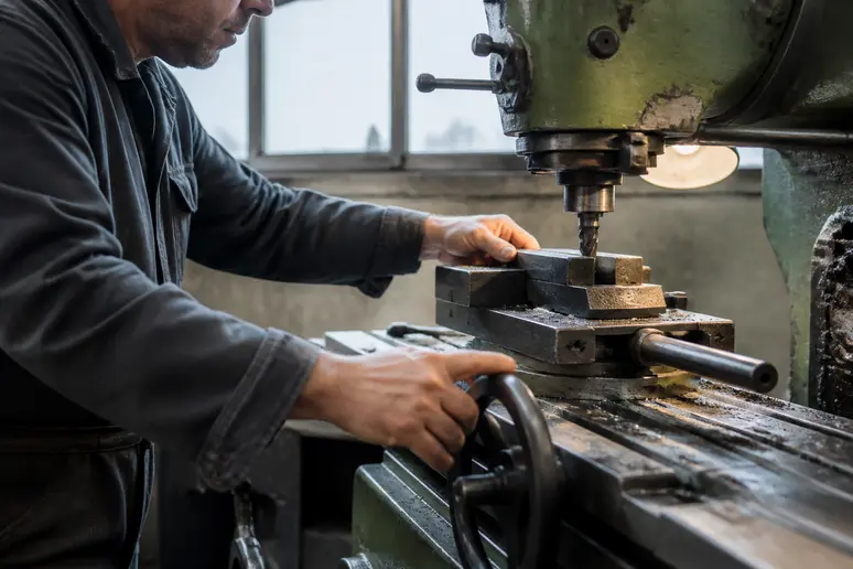 Un artisan utilise une machine professionnelle dans son atelier pour illustrer les investissements matériels subventionnés